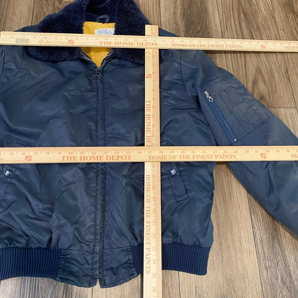 Vintage‎ Sears Work Leisure Mens LARGE 80's Blue Nylon Flight Bomber Jacket Coat